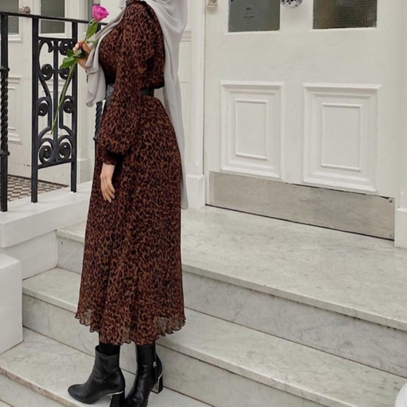 NWT Zara Ruffled Animal Print Dress - Picture 4 of 11